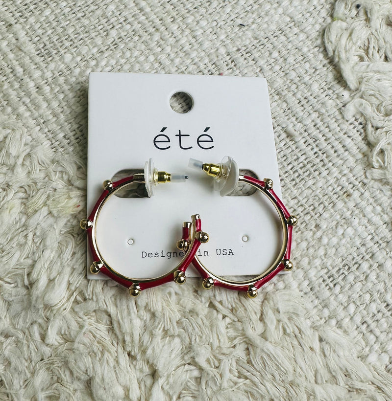 Women’s Red and Gold Hoop Earrings