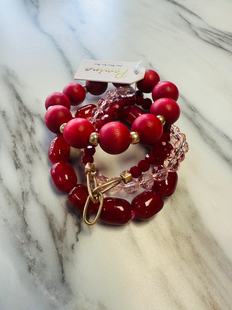 Women’s Red and Gold Layered Bracelets