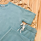Women’s Ribbed Top and Drawstring Pant Set in Jade