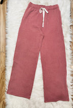 Women’s Ribbed Top and Drawstring Pant Set in rose