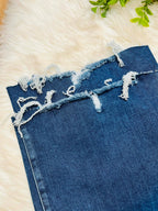 Women’s Risen High Rise Dark Wash Wide Leg Jeans Style #1594