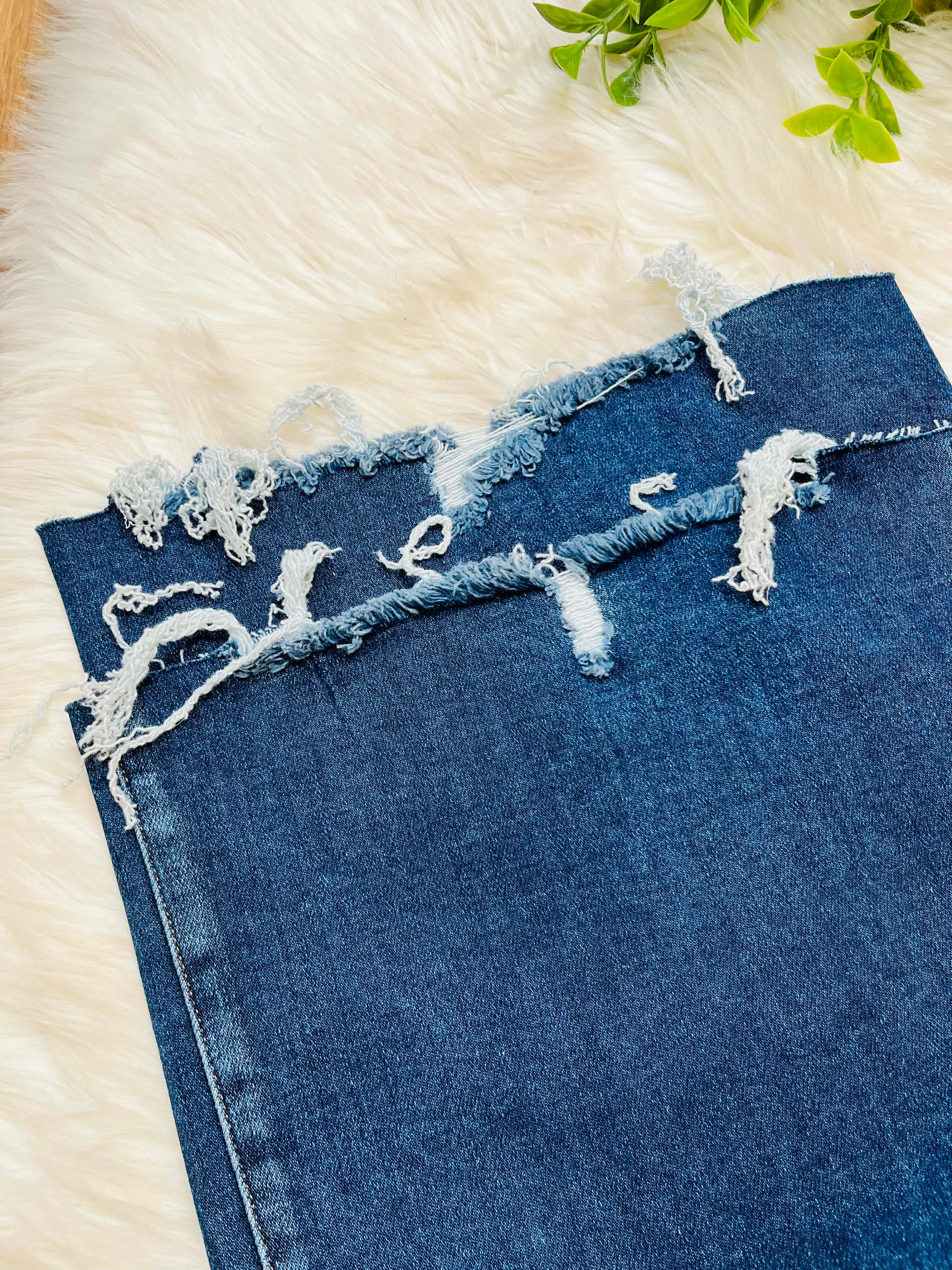 Women’s Risen High Rise Dark Wash Wide Leg Jeans Style #1594