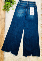 Women’s Risen High Rise Dark Wash Wide Leg Jeans Style #1594