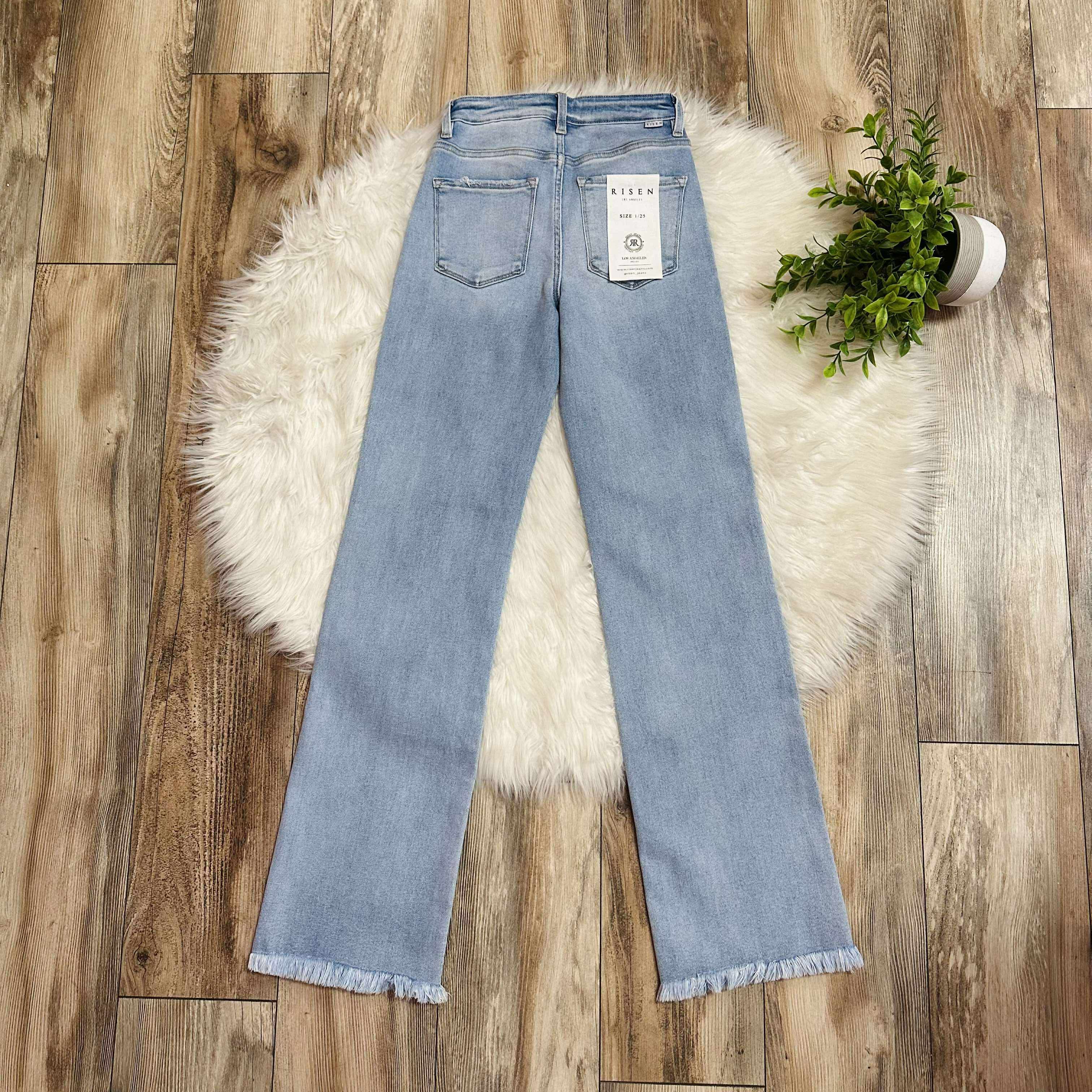 Women’s Risen Tummy Control High Rise Long Straight Jeans