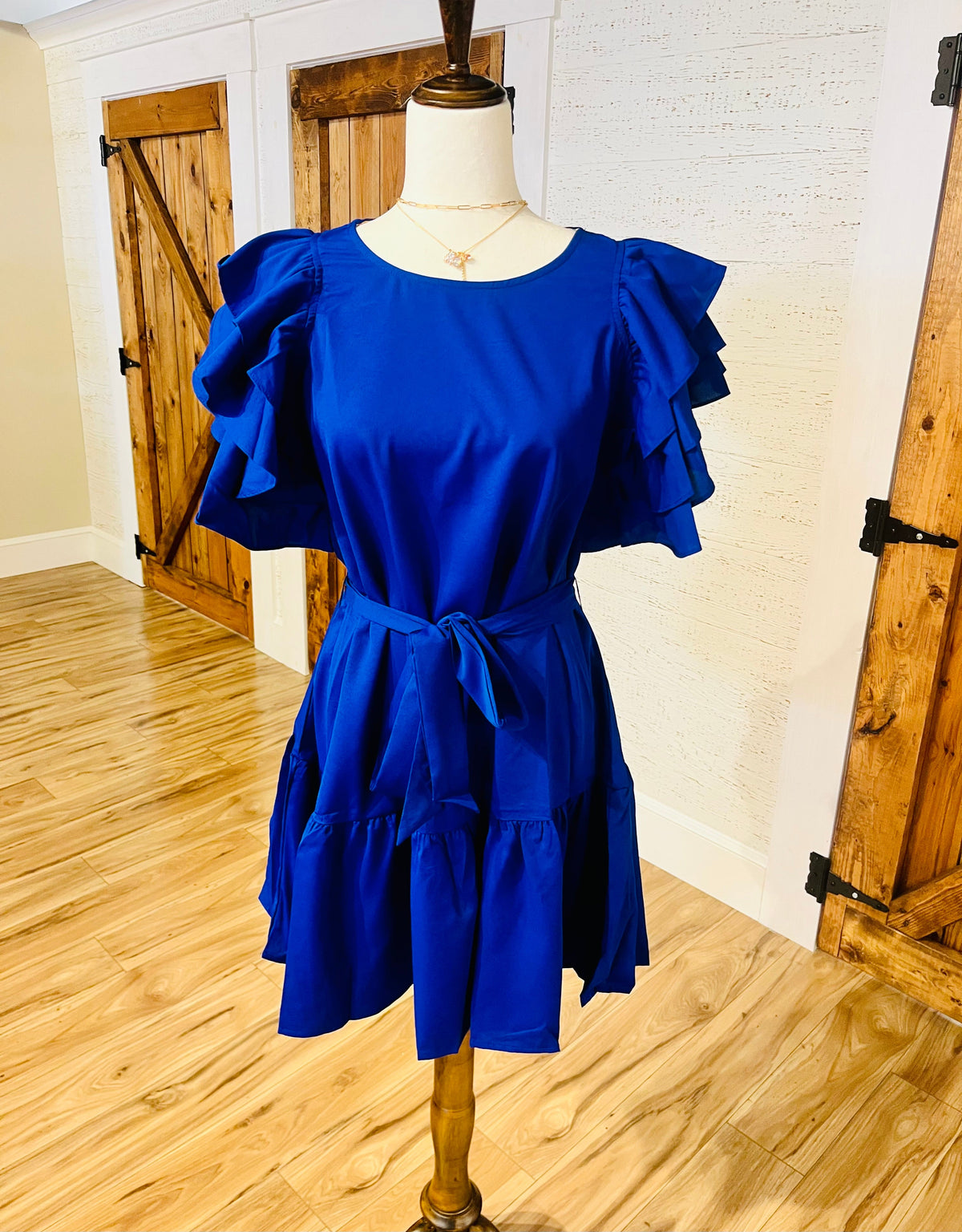 Women’s Royal blue ruffle sleeve dress