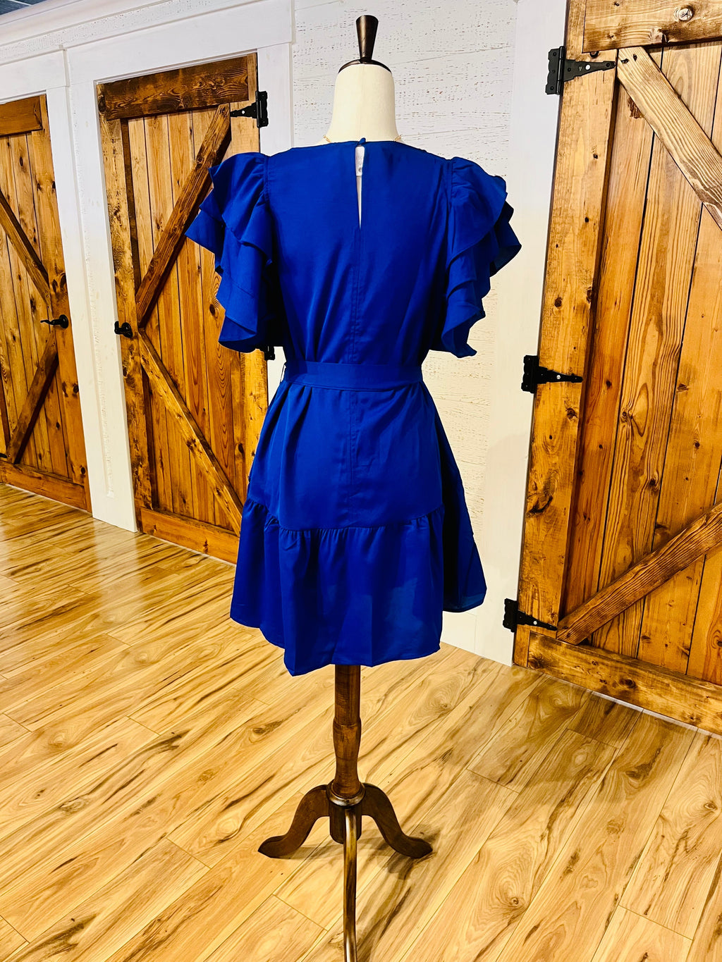 Women’s Royal blue ruffle sleeve dress