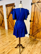 Women’s Royal blue ruffle sleeve dress