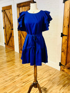 Women’s Royal blue ruffle sleeve dress