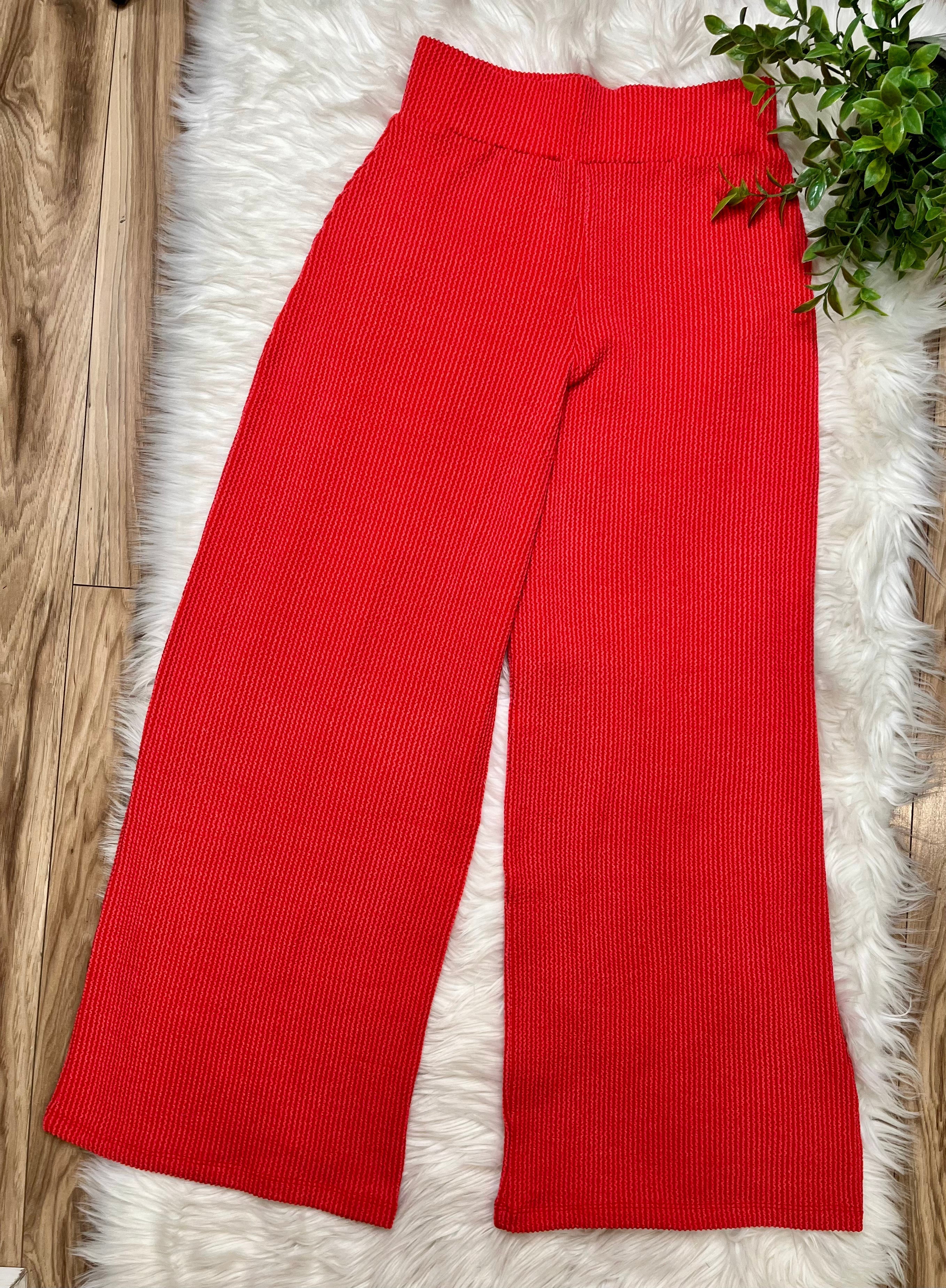 Women’s Ruby Red Ribbed Sleeveless Pant Set