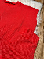 Women’s Ruby Red Ribbed Sleeveless Pant Set