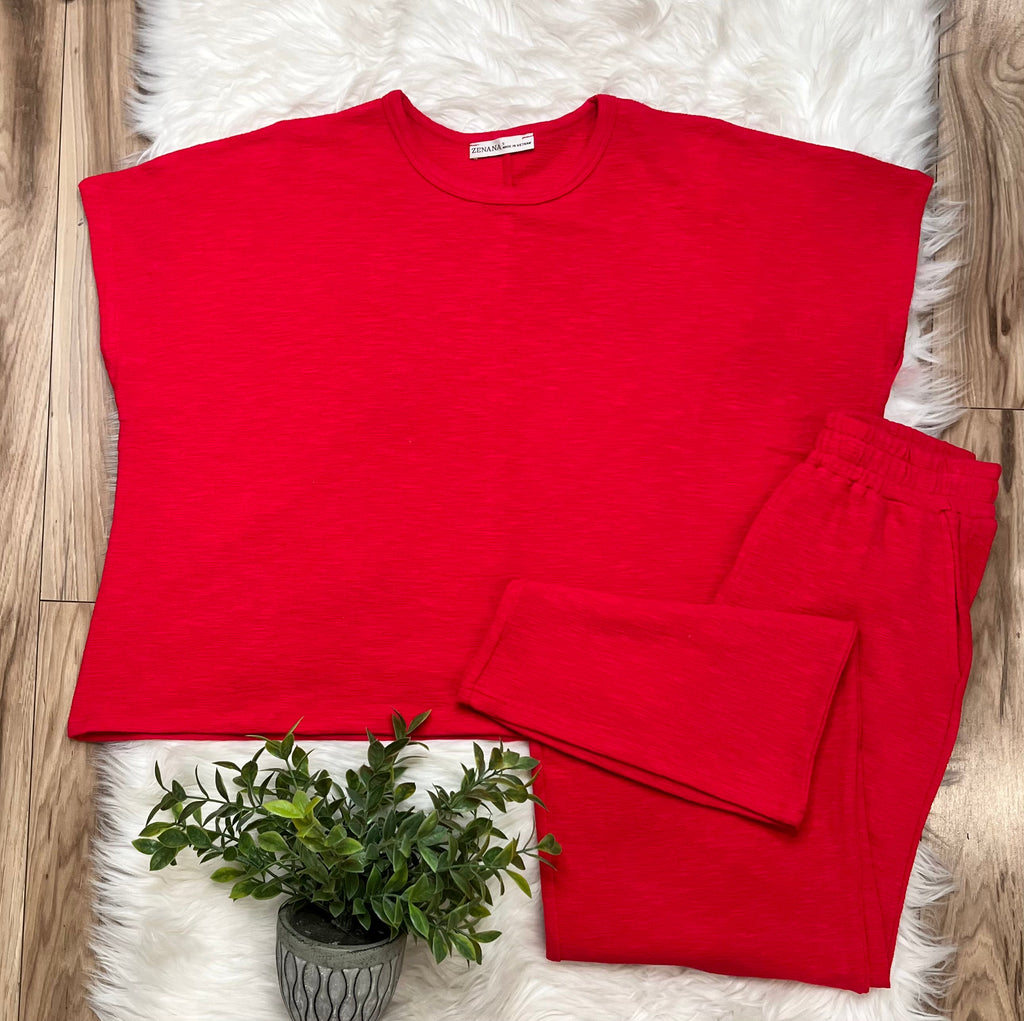 Women’s Ruby Red Sleeveless Pant Set
