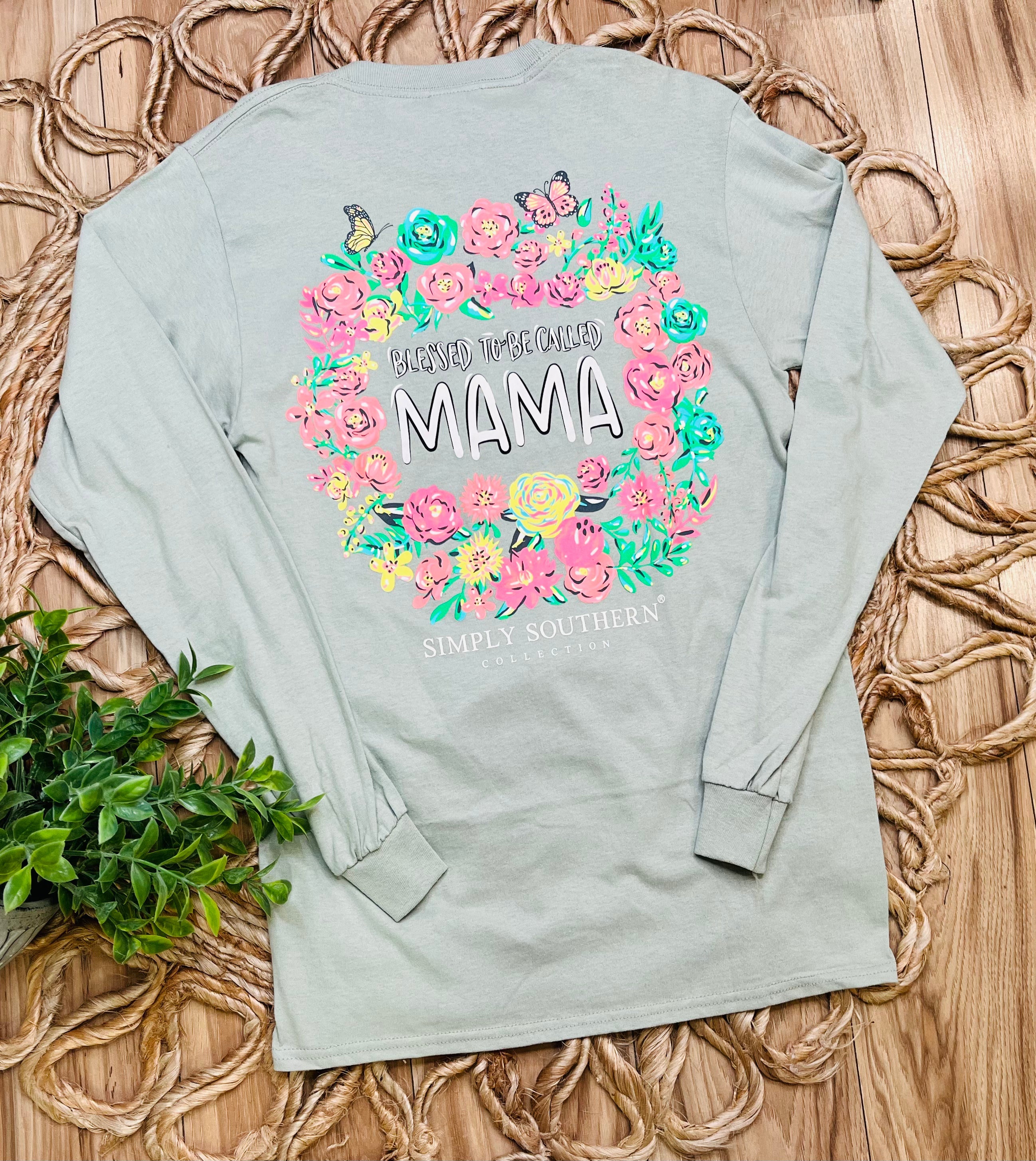 Women’s Simply Southern Blessed To Be Called Mama Long Sleeve Graphic Tee