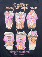 Women’s Simply Southern Coffee Makes me nicer long sleeve Graphic Tee