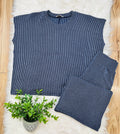 Women’s Sleeveless Navy Ribbed Pant Set