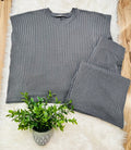 Women’s Sleeveless Ribbed Grey Pant Set