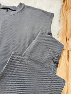 Women’s Sleeveless Ribbed Grey Pant Set
