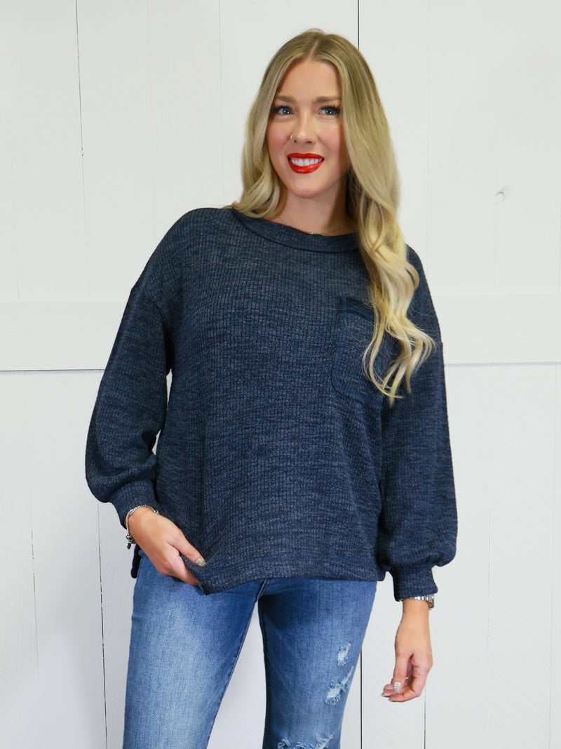 Women’s Solid Pocket Pullover Sweater Top