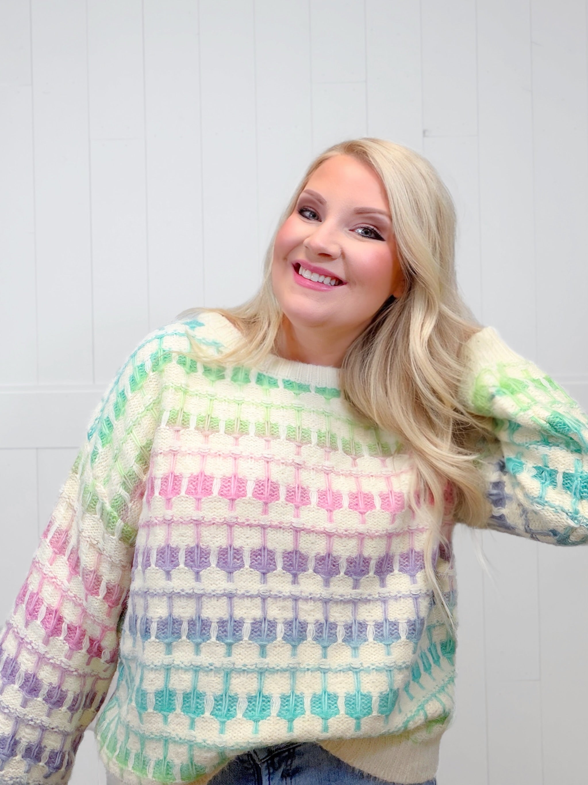 Women’s Spring Fling Multicolor Stripe Sweater Top