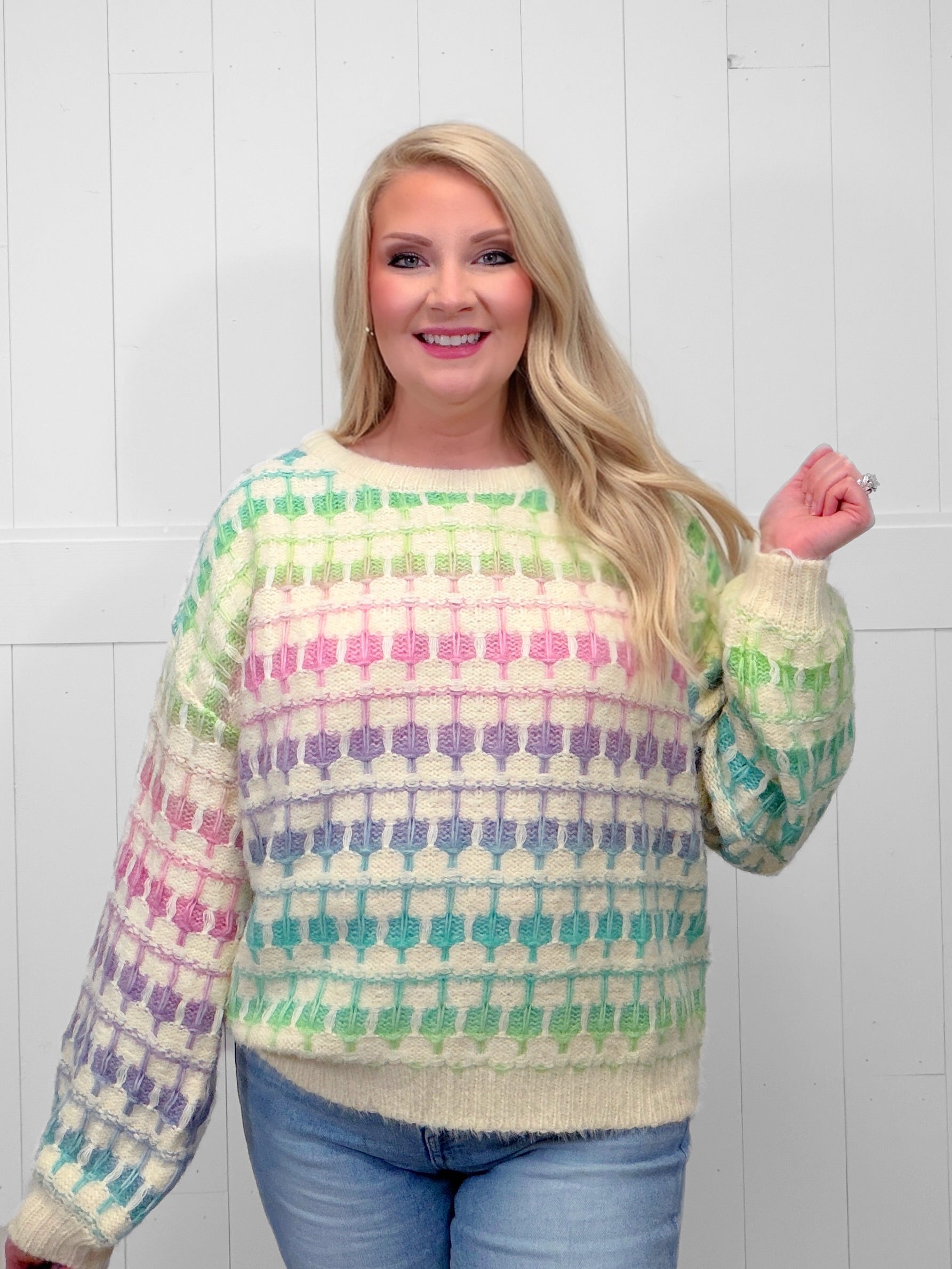 Women’s Spring Fling Multicolor Stripe Sweater Top