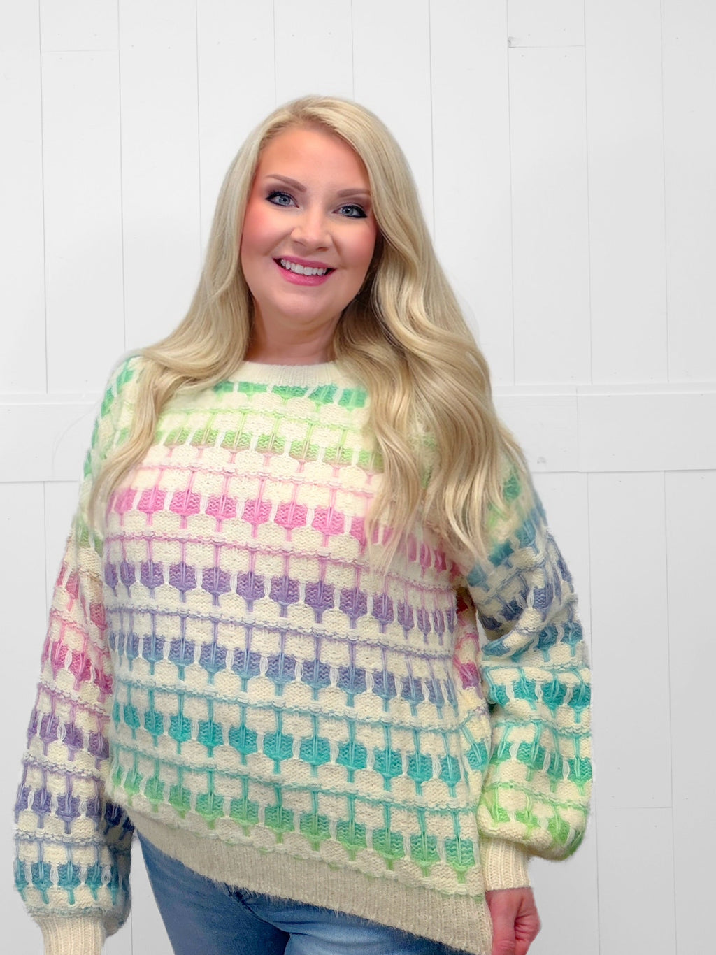 Women’s Spring Fling Multicolor Stripe Sweater Top