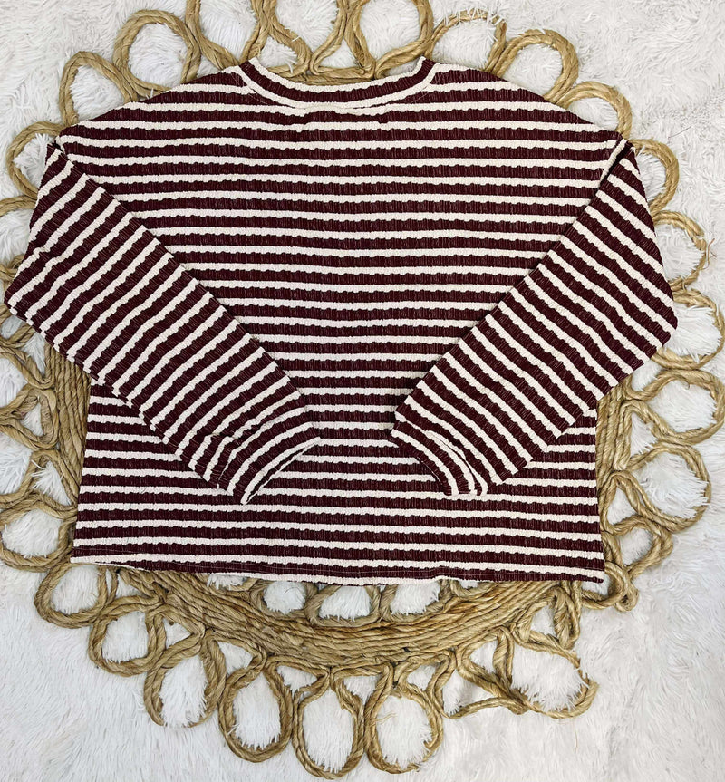 Women’s Stripe Henley Sweater Top