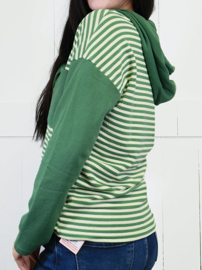 Women’s Stripe Pocket Hoodie Top Pullover Sweater