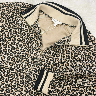 Women’s Taupe Suede Cheetah Pullover Sweater Top