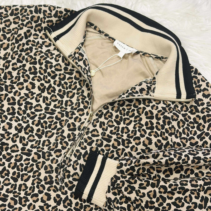 Women’s Taupe Suede Cheetah Pullover Sweater Top