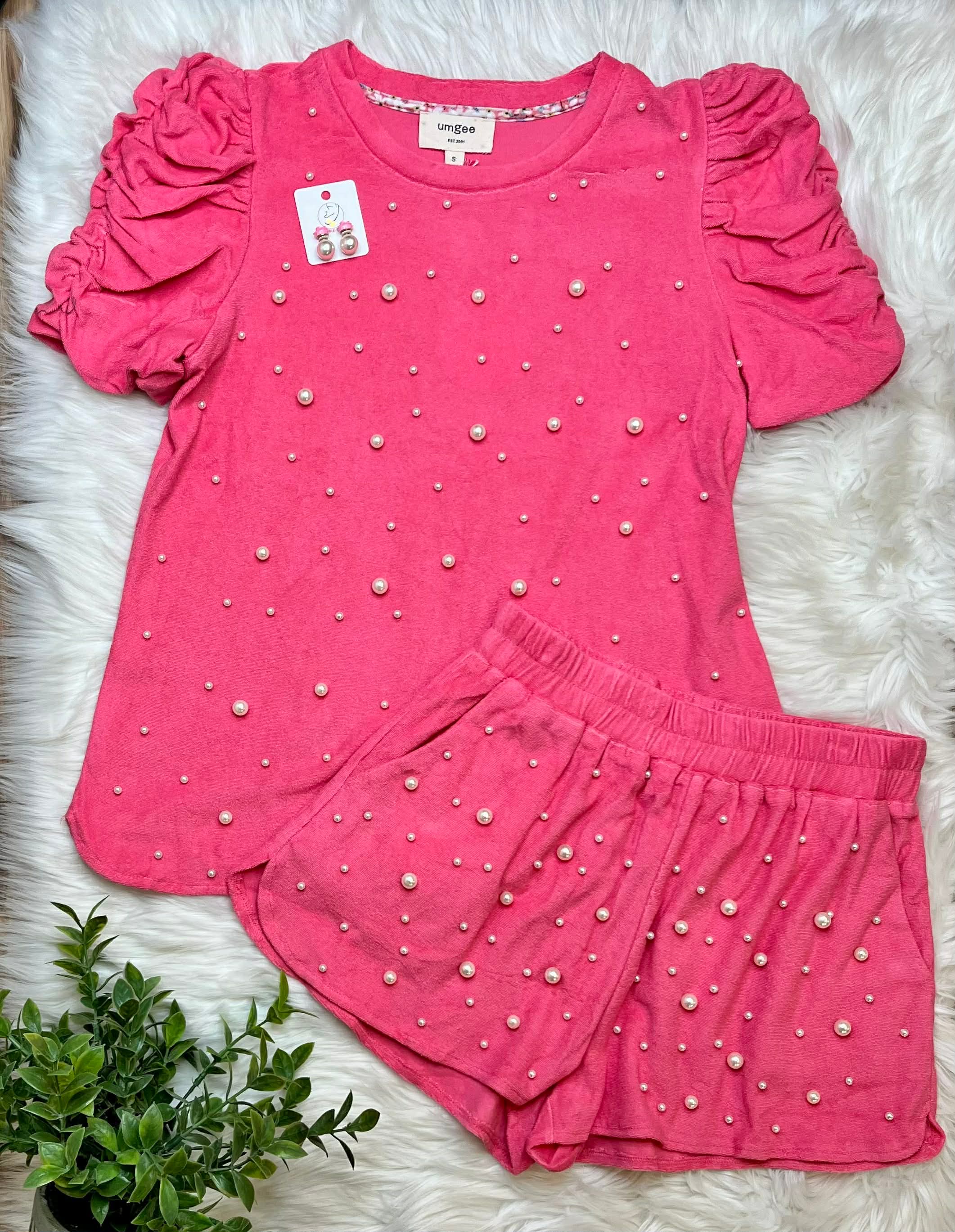 Women’s Terry Pearl Embellished Short Set