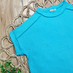 Women’s Turquoise Ribbed Cuff Sleeve Top Basic