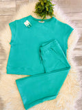 Women’s Turquoise Textured Pant Set