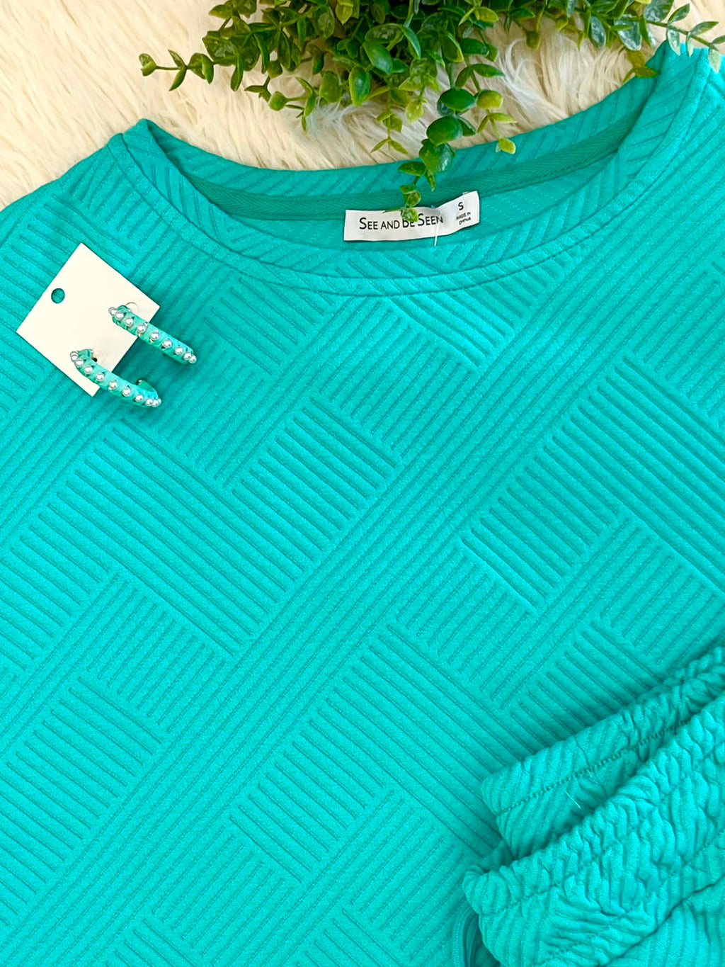 Women’s Turquoise Textured Pant Set