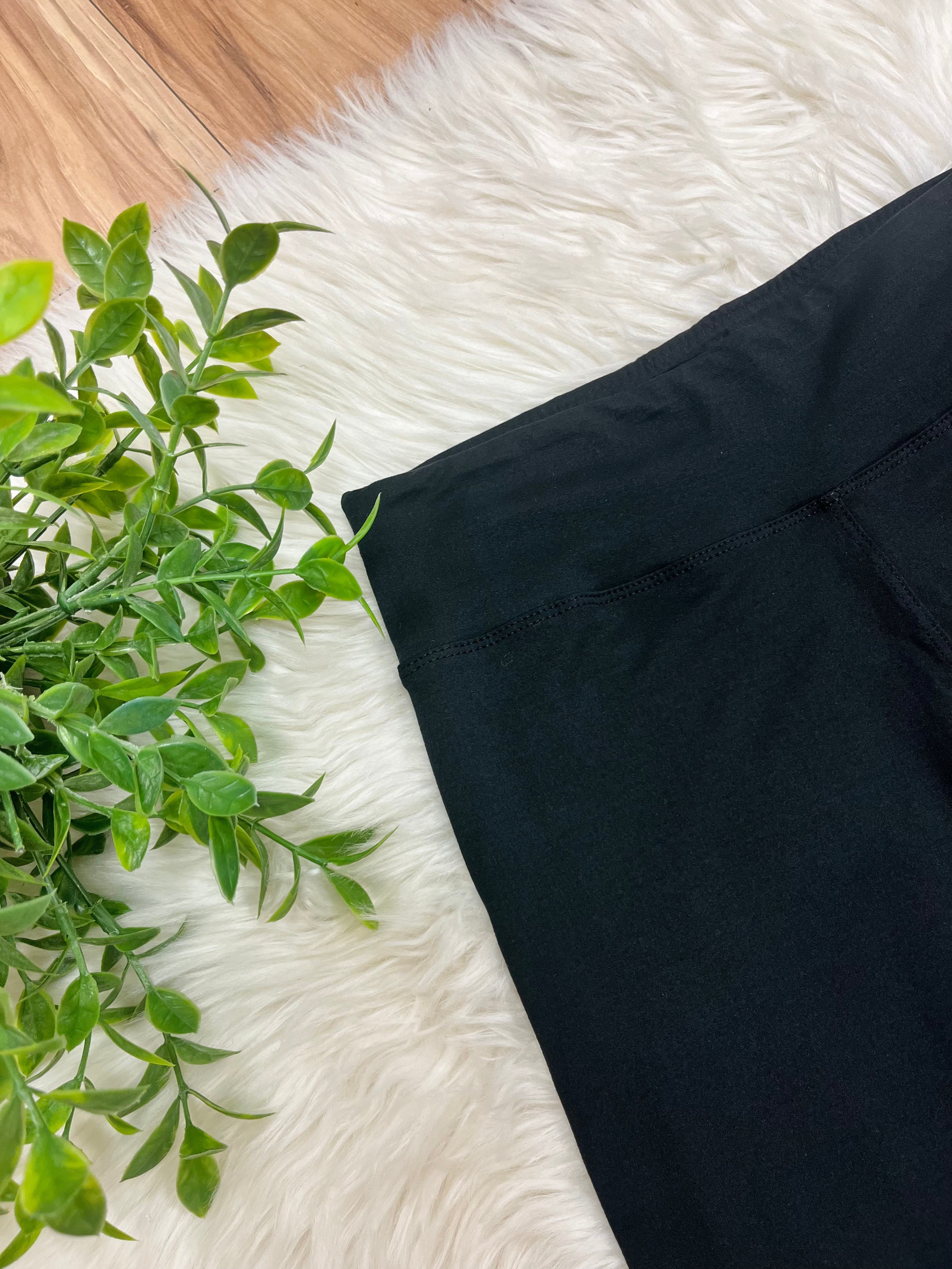 Women’s Ultra Soft Pull on Leggings in Black with Wide Waist Band Full Length