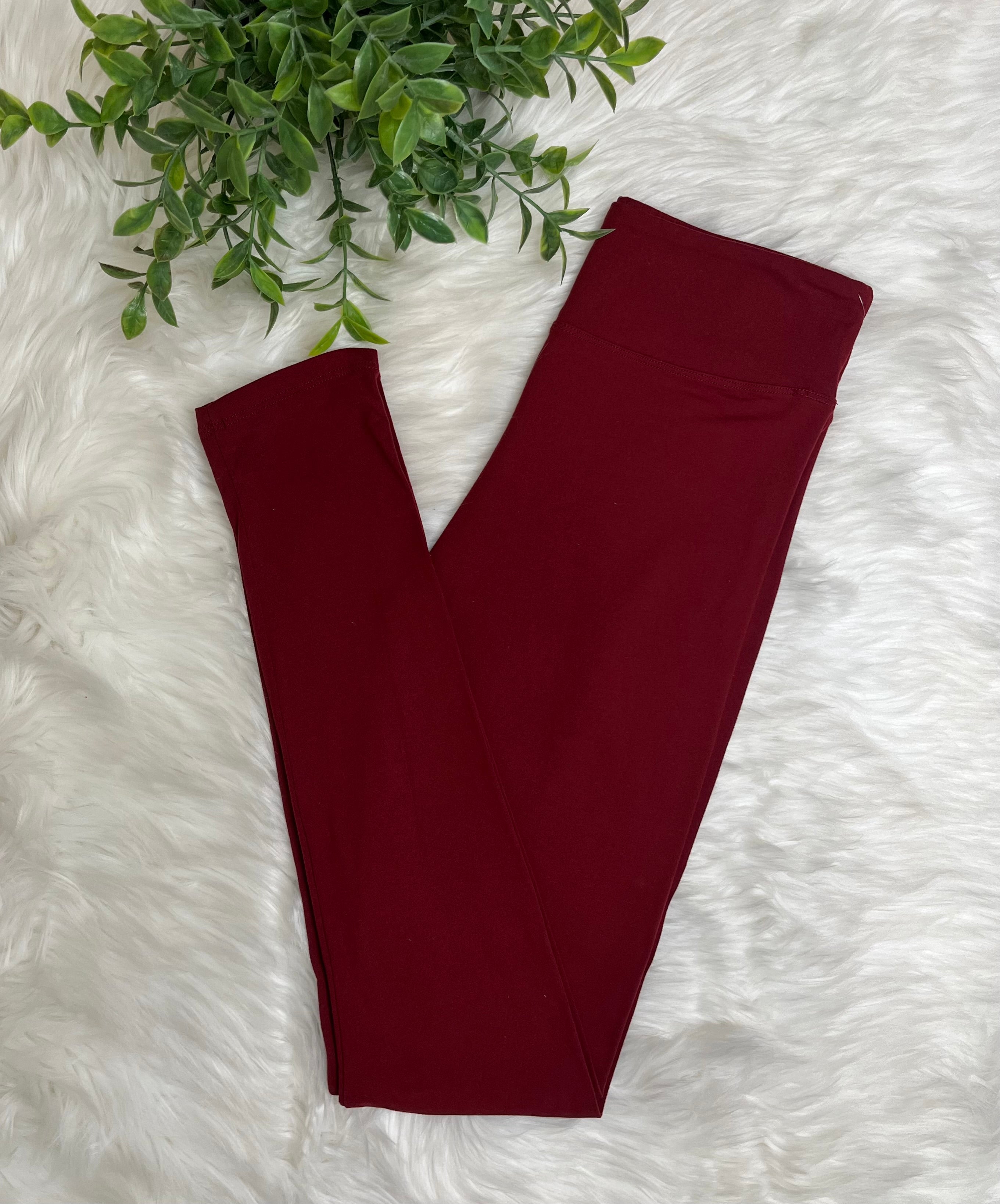Women’s Ultra Soft Pull on Leggings in Burgundy Full Length