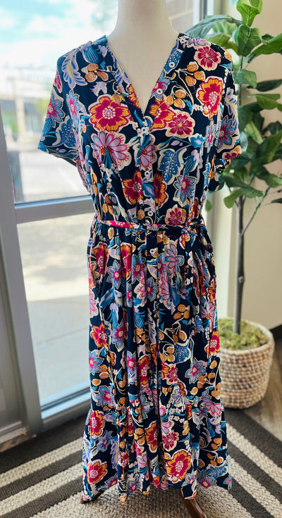Women’s UmGee Navy and Multicolor Floral Maxi Dress