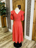 Women’s Umgee Coral Smocked Top Midi Dress