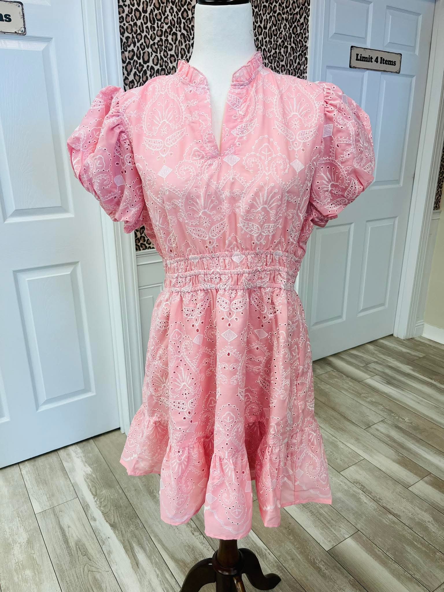 Women’s Umgee Floral Eyelet Puff Sleeve Dress