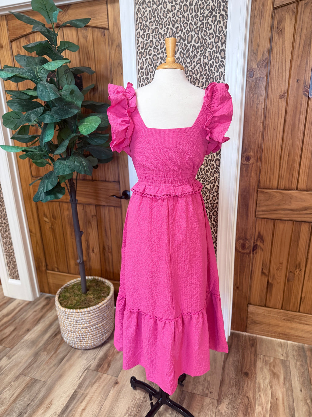 Women’s Umgee Lace Trim Pink Maxi Dress