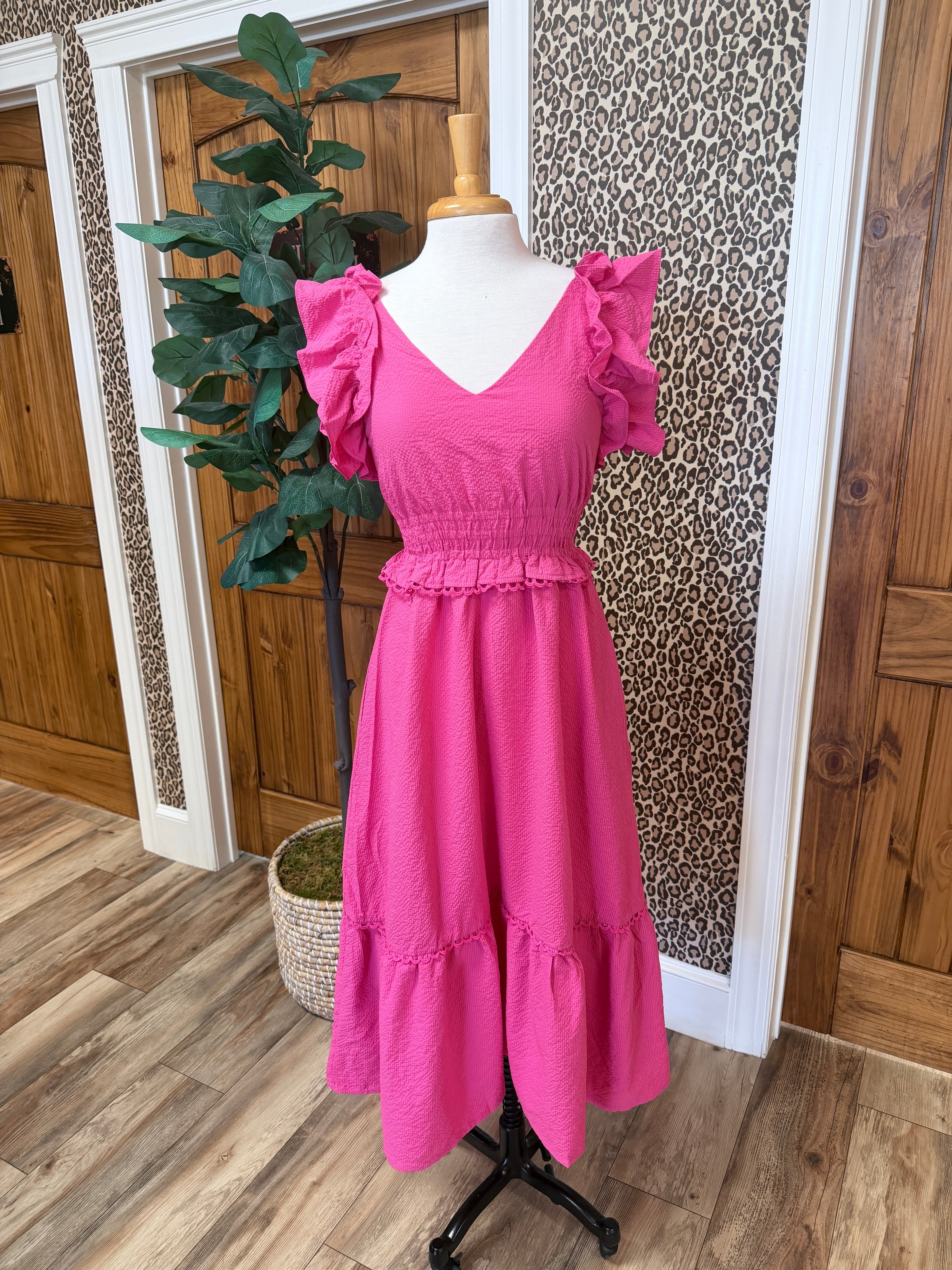 Women’s Umgee Lace Trim Pink Maxi Dress