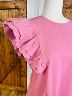 Women’s Umgee Pink Flutter Sleeve Shirt Dress
