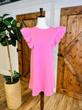 Women’s Umgee Pink Flutter Sleeve Shirt Dress