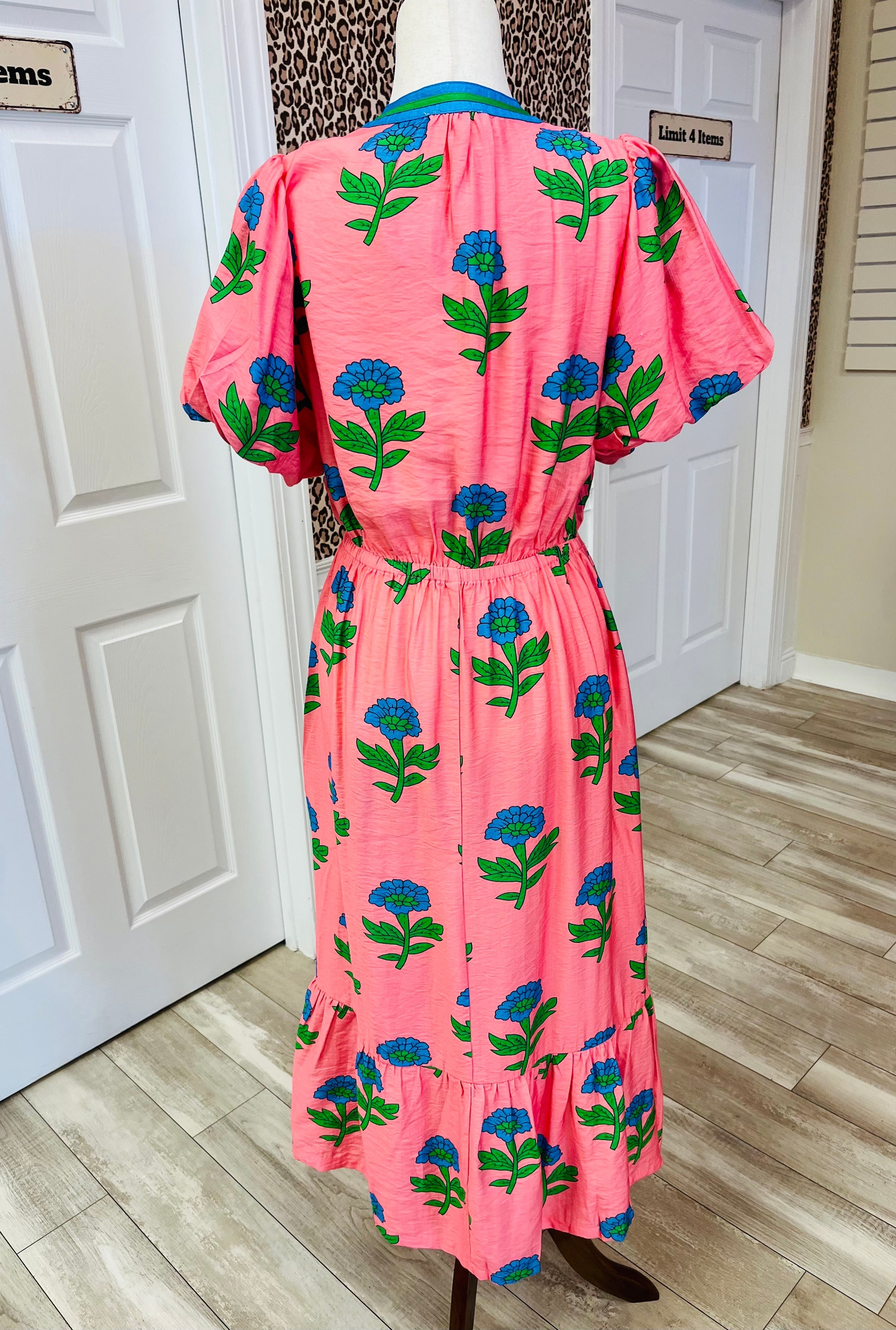 Women’s Umgee Pink and Blue Flower Dress
