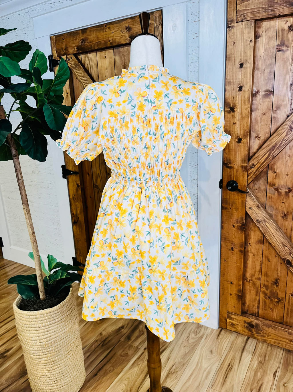 Women’s Umgee Smocked Top Yellow Floral Dress
