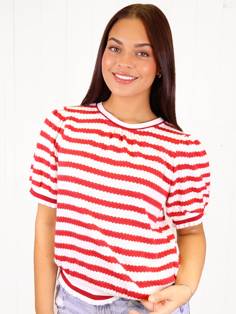 Women’s Voy Red Striped Knit Top