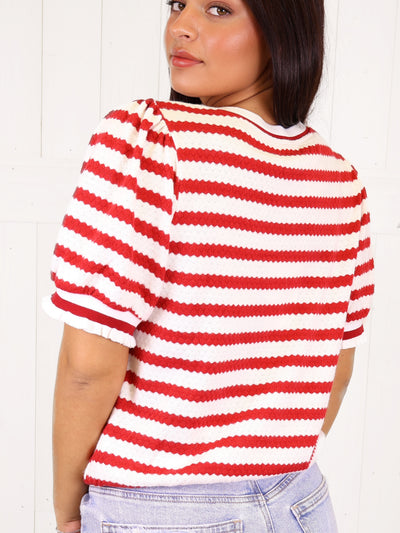 Women’s Voy Red Striped Knit Top