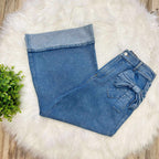 Women’s Washed Denim Wide Leg Bow Pocket Jeans Regular