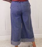 Women’s Washed Denim Wide Leg Bow Pocket Jeans Regular