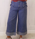 Women’s Washed Denim Wide Leg Bow Pocket Jeans Regular