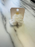 Women’s White Ruffled Hoops Earrings