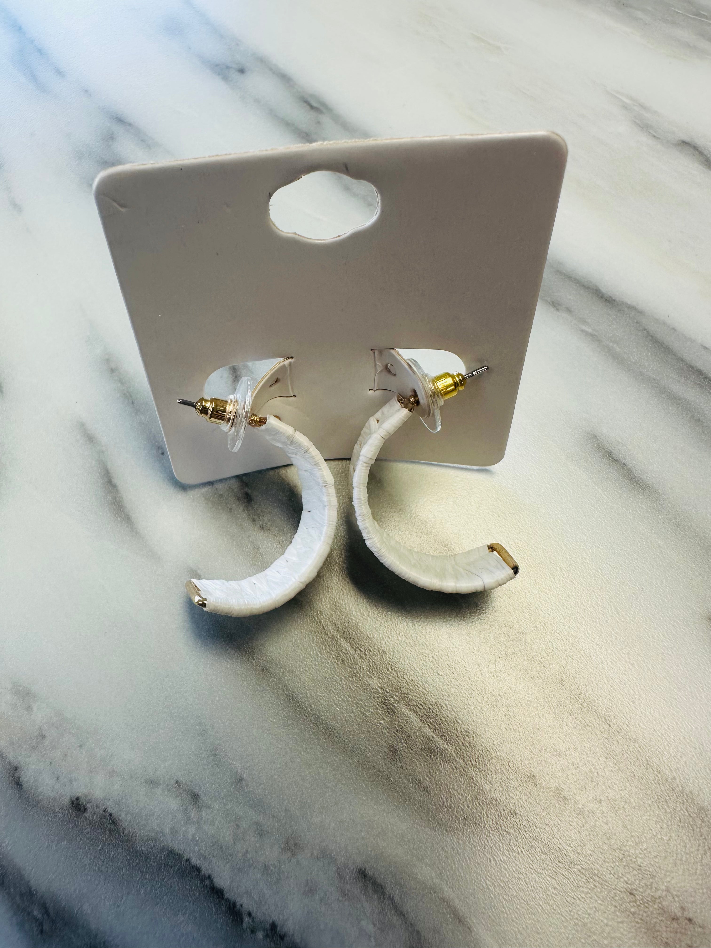 Women’s White Wooven Earrings